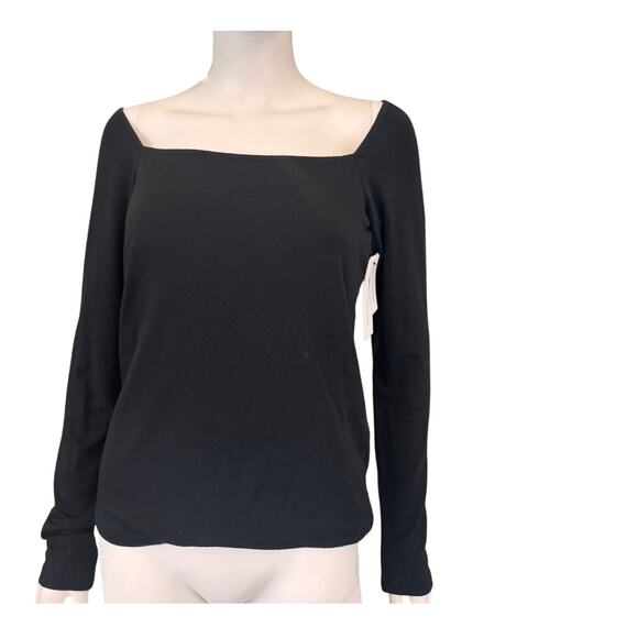 Treasure & Bond NORDSTROM Women's Black Long Sleeve Square Neck Top Size L - Picture 1 of 4